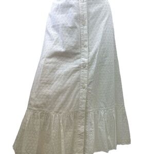 Draper James White Eyelet Button-Front Midi Skirt